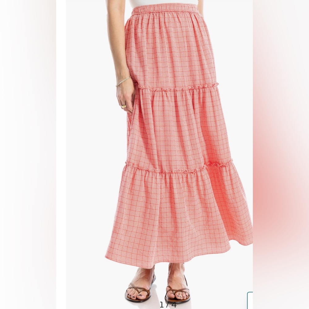 Women's Pink Gingham Maxi Skirt nwt